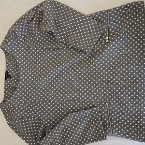 Talbots Metallic Dot Knit Top | Women’s Large | Gray with White Polka Dot